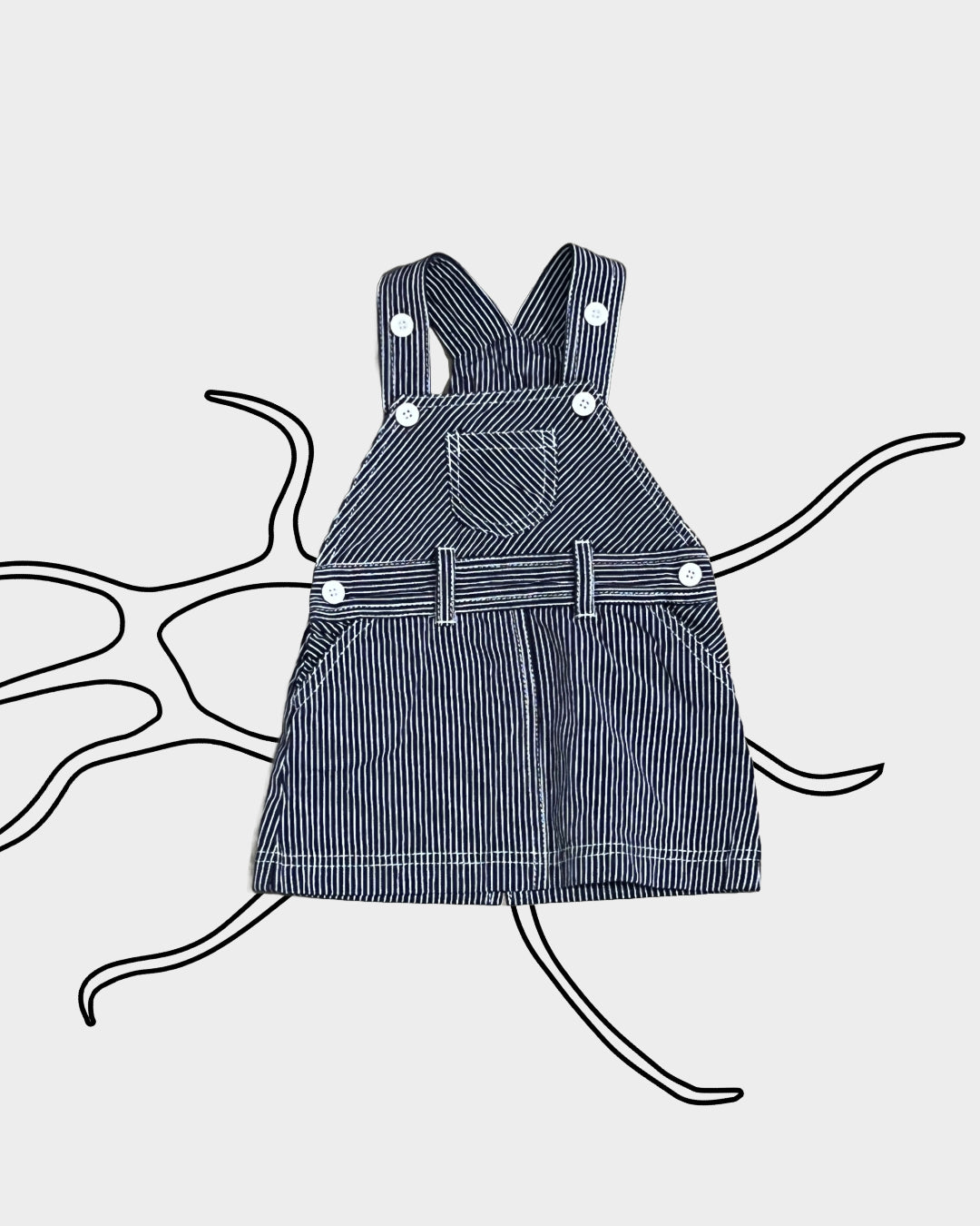 Striped Overall Dress, 6-9M